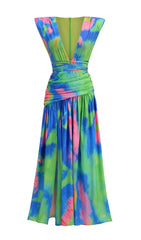 MIXED FLORA Sleeveless Maxi Dress