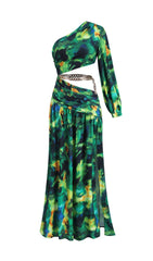 Long Sleeve Maxi Dress In Green