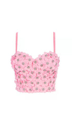 Pink Flower Crystal Top