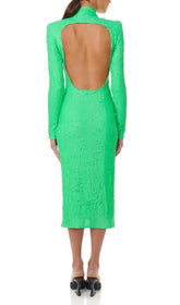 Sequin Backless Midi Dress - Green