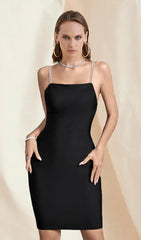 Black Backless Mini Bandage Dress