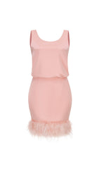 Satin Matching Set Mini Dress In Pink Diamond