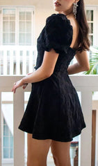 Diamond Floral Backless Mini Dress In Black