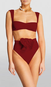 Rose EmbelliShed Bikini Suit In Burgundy