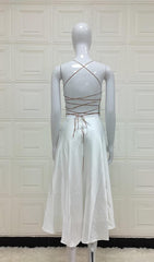 White Satin Backless Midi Dress