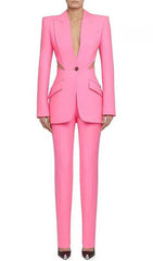 Cutout Blazer Suit In Pink