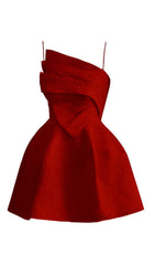 Strapy Hem Mini Dress In Red