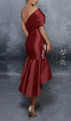 One Shoulder Midi Dress In Red