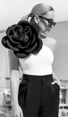 Exaggerated 3D Flower One Piece Swimsuit In White