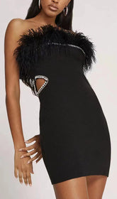 FeaTher Cutout Bandage Dress