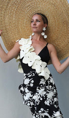 Flower Decor Backless One Piece Swimsuit In Black