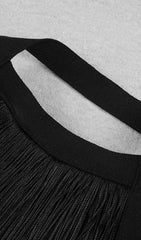 Black Halter Tassels Midi Bodycon Dress