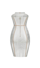 Silver Bandeau Rhinestone Trimming Dress