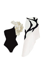 Exaggerated Ruffle Swimsuit In Black