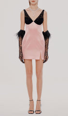 Lace GOLVES Pink Patchwork Mini Dress