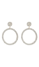 Silver Diamante HOOP Drop Earrings