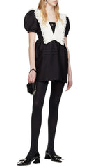 Black V Neck Mini Dress