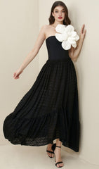 Exaggerated 3D Flower One Piece Swimsuit In Black