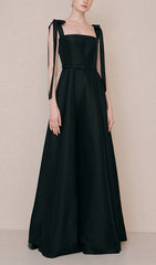 Tie Suspender Dress In Black