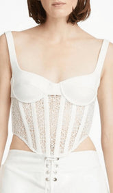 Black Hollow Lace Mesh Corset Top