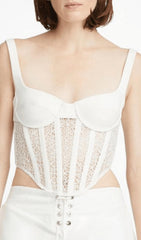 Black Hollow Lace Mesh Corset Top