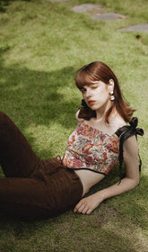 Retro Floral Print Strap Kont Tank Top