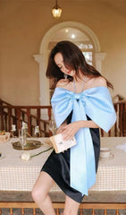 Halter Bow Patchwork Mini Dress