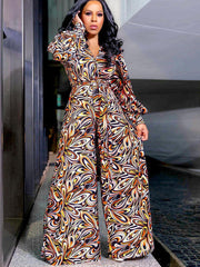 Wide Leg Pants Printed Jumpsuit