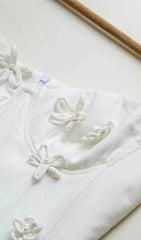 3D Flower EmbelliShed Midi Dress In White