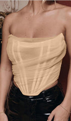 Ivory HERRInGBOne Mesh Corset Top