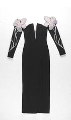 Black Off Shoulder Maxi Bandage Dress