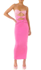 Gradient Pink Hollow Out Maxi Dress