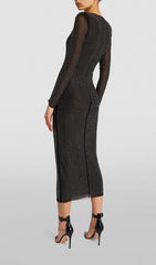 ENBELLIShed Mesh Midi Dress In Black