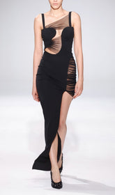 Irregular Bandage Maxi Dress In Black