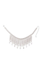 Silver Choker Diamante Tassel NeckLace