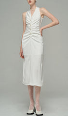 Satin Pearl DecorATIVE Dress In White