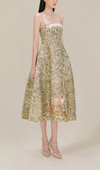 JUNGLE PRTInTeD Midi Dress In Chocolate