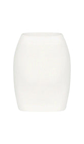 White High Waist Knitted Mini Skirt
