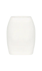 White High Waist Knitted Mini Skirt