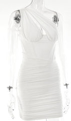 White One Shoulder Cutout Mini Dress