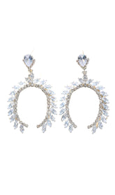 Silver Crystal Arched Shape Drop Earrings