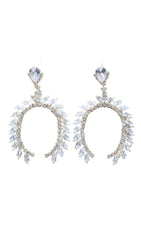 Silver Crystal Arched Shape Drop Earrings