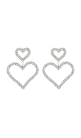 Gold Diamante Heart Shape Drop Earrings