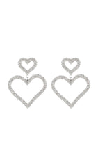 Gold Diamante Heart Shape Drop Earrings
