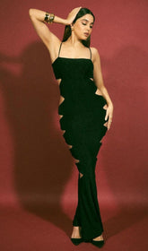 Cutout Strappy Maxi Dress In Black
