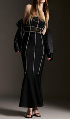 Bandage Bandeau Mesh Knit Maxi Dress