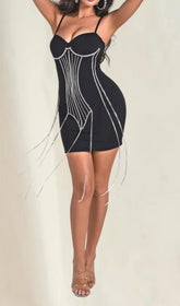 Black Crytal EmbelliShed Bodycon Mini Dress