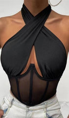 Black Mesh Corset Top