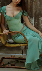 Off Shoulder FISH BOne Two Piece Suit