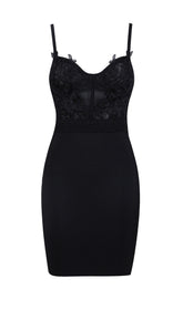 Bandage Lace Strappy Mini Dress In Black